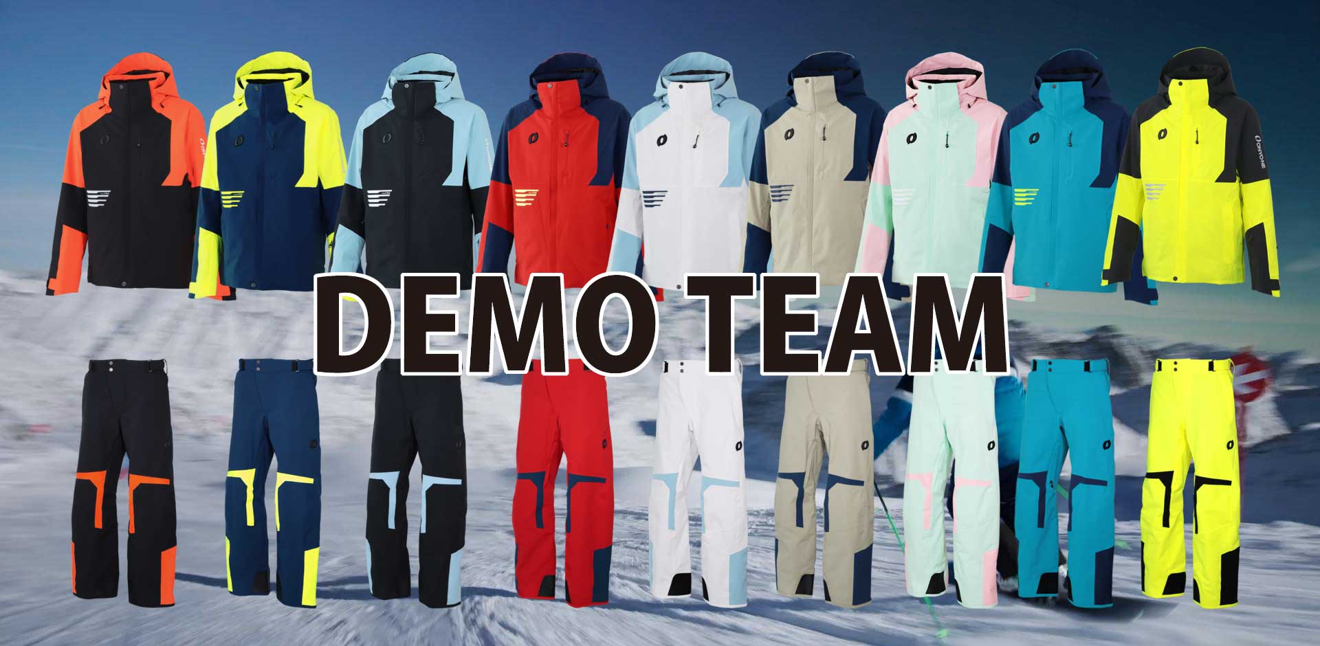 DEMO　オーダー締め切り2025年7月6日 ONYONE DEMOスタイルの『魅せるデザイン』を継承するスキージャケット。4SサイズからXOまでの幅広いサイズ展開で子供から女性まで対応しており、チームでそろえやすいモデル。