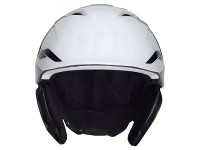 前頭部先がツバ形状になっており、ゴーグル内に雪や雨の侵入するのを軽減してくれる。