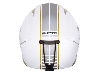 後部左右にはヘルメット内の湿気や熱気が外に抜けるよう排気孔が設けられている。また、中心にはゴーグル止めが付属。